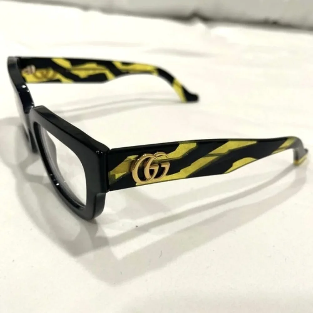 NWT Gucci GG1548O-006 Black Rectangle 52mm Eyeglasses